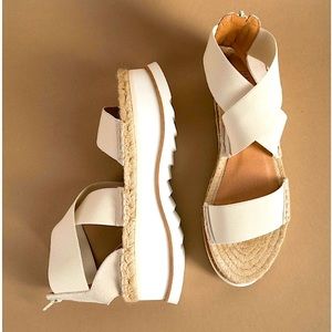 Anthropologie Jeffrey Campbell Merez Platform Sandals Espadrille Neutral Casual